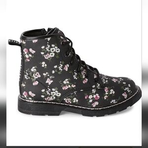 Justice girls’ floral & black boot vegan leather, Size 13